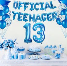 Elicola 13th Birthday Decorations Blue Official Teenager Balloons Banner OMG UR A Teenager with 20PCS Latex Balloons Star Hanging Photo Props Backdrop Boys Party Decoration