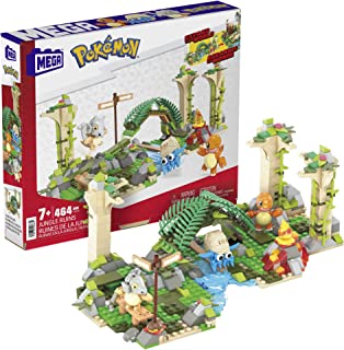 MEGA Pokémon Jungle Ruins building set, Cubone, Charmander and Omanyte figures, 464 compatible bricks and pieces connect with other worlds, toy gift set for boys and girls, ages 7 and up