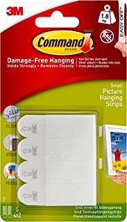 Command 17202 Small Picture Hanging Strips, Set of 4 Adhesive Strips, White - Damage Free Hanging - For Pictures, Frames and Wall Décor - Holds up to 1.8 kg