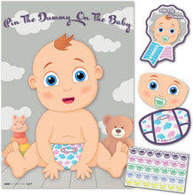 Baby Shower Game  Pin The Dummy On The Baby  35 Player  Blindfold, Winner Prize and XL Poster included for fun boy, girl, neutral / unisex baby shower party  baby shower games modern classic