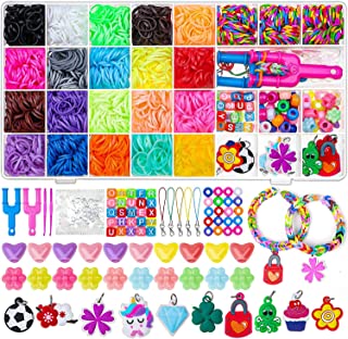 modacraft Loom Rubber Bands,1800Pcs Loom Bands for DIY Refill Bracelet Making Kits with Beads Charms S-Clips, Crochet Hooks, Y Loom in Storage Case for Party, Chritmas Birthday Gift for Kids