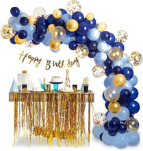 Navy Blue Balloon Arch Kit - 133pcs Navy And Gold Balloon Garland Kit With Gold Confetti Balloon, Diy Balloon Arch For Boy Men Birthday Space Party Wedding Baby Showers Graduation Decoration