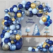 Navy Blue Balloon Arch Kit - 133pcs Navy And Gold Balloon Garland Kit With Gold Confetti Balloon, Diy Balloon Arch For Boy Men Birthday Space Party Wedding Baby Showers Graduation Decoration