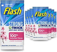 Flash Antibacterial Strong & Thick Cleaning Wipes, 240 Large Wipes (60 x 4), Blossom & Breeze