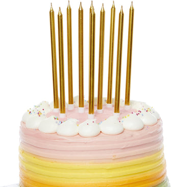 Amscan 9911568 - Gold Tall Skinny Cake Candles - 10 Pack