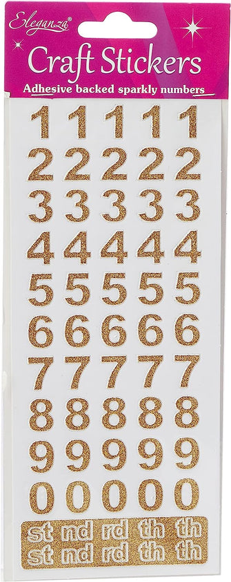 Oaktree Crafts Eleganza Bold Number Set, Gold Number 65, 16.5 x 7.6 x 0.2 cm