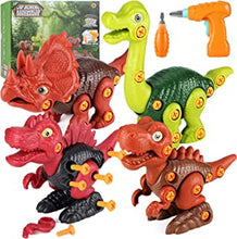 Acelife Dinosaur Toys for Boys Girls, 4 Packs Take Apart Dinosaur Toys for Kids with Electric Drill, DIY Construction Build Set Educational STEM Toys Christmas Birthday Gift for Kids Age 3 4 5 6 7 8