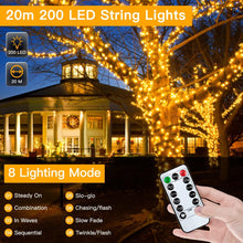 Ollny Fairy Lights Outdoor - 20m 200 LED Fairy Lights Plug in Waterproof, Warm White Outdoor Lights Remote/8 Modes/Timer - Outside/Indoor/Garden/Party Christmas Decorations String Lights Mains Powered