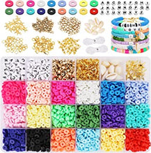 4900+ Pcs Polymer Clay Spacer Beads, 6mm Flat Round Heishi Beads Handmade Colorful Beads Set for DIY Jewellery Earring Necklace Bracelet Craft Making with 210 Pcs Letter Round Beads A-Z