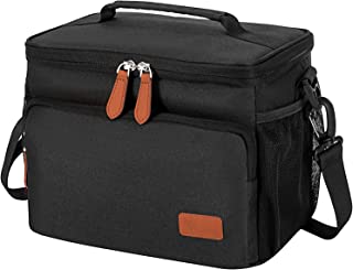 Voova Insulated Lunch Bag 12 Cans (10L) Large Soft Lunch Box Leakproof for Adult Men Women, Collapsible Portable Small Cooler Bag Cool Box with Shoulder Strap for Work Beach Picnic Camping, Black