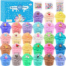 Fluffy Butter Slime Kit 27 Pack, with Candy, Ice cream, Fruit Etc, Cute Slime Fun Charms Scented Slime for Kids Party Favor, Stress Relief Toy for Girls and Boys, DIY Slime Soft and Stretch