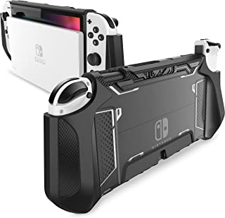 Mumba Dockable Case for Nintendo Switch OLED 2021, [Blade Series] TPU Grip Protective Cover Accessories Compatible with Nintendo Switch OLED 7 Inch and Joy-Con Controller (Black)