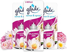 Glade Sense & Spray Diffuser Refills, Automatic Air Freshener Refills for Home, Pack of 3, Relaxing Zen