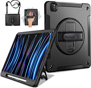 Miesherk Case for iPad Pro 11 2022/2021: Military Rugged Protective Shockproof Cover for iPad Pro 11 Inch 4th/3rd Generation with Apple Pencil Holder - Rotating Stand - Hand & Shoulder Strap - Black