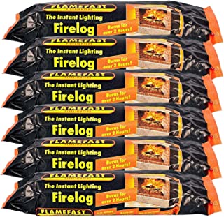 Flamefast Smokeless Instant Lighting,Open Fire, Garden Chimineas 2hrs Burn, Enviromentally Frienly Fire Logs Individually Wrapped Case of 12 Logs