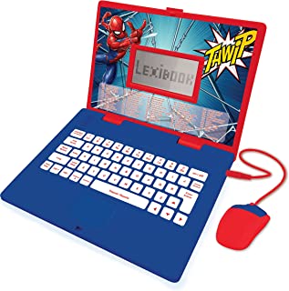 LEXIBOOK JC598SPi2 Spider-Man-Educational and Bilingual Laptop Spanish/English-Toy for Child Kid (Boys & Girls) 124 Activities, Learn Play Games and Music with Spiderman-Red/Blue
