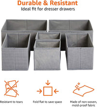 Amazon Basics Collapsible Clothes Drawer Organisers / Dividers for Wardrobe Bedroom or Kitchen, Set of 6