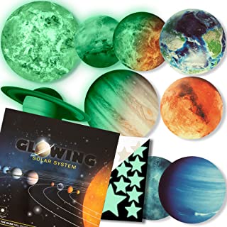 LIDERSTAR Glow in The Dark Stars and Planets, Bright Solar System Wall Stickers - Glowing Ceiling Decals for Kids Bedroom or Any Room, Shining Space Decoration, Birthday for Boys and Girls