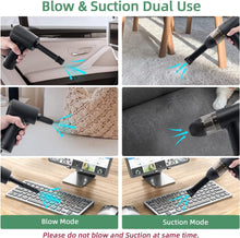 Mcbazel 2 in 1 Compressed Air Duster with Vacuum Cup,Electric Air Cleaner Blower,Mini Handheld Vacuum Cleaner with Power Display/25000/37000/51000rpm Speed for Dust Cleaner/Computer Cleaner/Car/Sofa