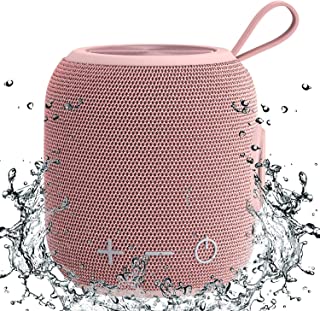 Bluetooth Speaker,Portable Bluetooth Speaker,Mini Bluetooth 5.0 Dual Pairing Wireless Speaker,360 HD Surround Sound & Rich Stereo Bass,IPX7 Waterproof for Travel,Pool and Outdoor Shower Speaker (Pink)