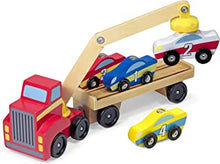 Melissa & Doug Wooden Car Transporter Toy Truck, Magnetic Wooden Cars & Truck Toy Crane | Wooden Toys for 3 Year Old Boy Gifts | Toy Car Set | Toddler Toy Cars for 3+ Year Old Boys & Girls 3 4 5 6