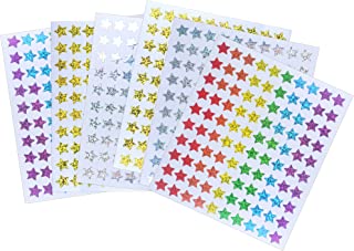 Storm&Lighthouse 600 Pack of Rainbow, Gold, Silver Star Stickers Coloured Stars Mini Teacher Reward Stickers Scrapbook Stars for Crafts Glitter Art and Craft Classroom Resource