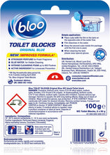 New Bloo Toilet Blocks Limescale Remover, Original Blue, Pack of 2