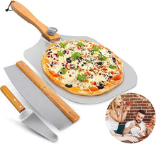 UK Brand 3 in 1 Pizza Oven Accessories Set: Pizza Peel, Pizza Cutter & Pizza Slicer, 12"X14" Aluminium Pizza Turning Peel with Foldable Handle, Pizza Cutter with Cover, Stylish Pizza Oven Tools