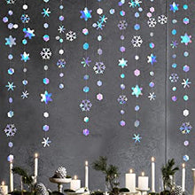 52Ft Iridescent Snowflakes Garland Winter Wonderland Party Decorations Metallic Glitter Paper Snowflakes Streamer for Winter Wonderland Frozen Birthday Wedding Baby Bridal Shower Christmas Decorations