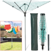 Home Treats Rotary Airer Clothes Line With 4 Arms For Drying Washing Outdoors Folding Washing Line With Free Ground Spike and Cover (40m)