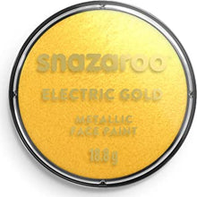 Snazaroo Metallic Face and Body Paint, Electric Gold, 18.8g Professional Water Based, Single Cake Makeup Supplies for Adults, Kids and Special FX