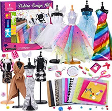 Fashion Design for Girls Kids Fashion Designer Sewing Set Mannequin Sketchbook Scissors Clothing Fabric Accessories Creative Arts Craft Fashion Design DIY Activity for Kids Fashion Designer Kits