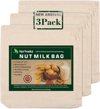 Nut Milk Bag Reusable, 3 Pack 12" x 12" All Natural Cheesecloth Bags, 100% Unbleached Cotton Cloth Bags Strainer for Straining Almond/Soy Milk Greek Yogurt Cold Brew Coffee Tea Beer Juice Cheese Cloth