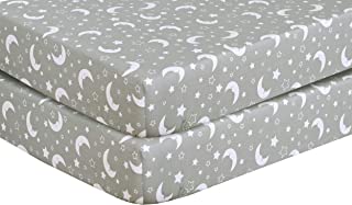 Cot Bed Fitted Sheet 100% Cotton 200 Thread Count 12 Colours, Cot Bed 70 x 140 CM - Sleeping Moon Grey