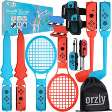 Orzly Switch Sports Games 2022 Accessories Bundle Pack for Nintendo Switch & Switch OLED with Tennis Rackets, Golf Clubs, Chambara Swords, Soccer Leg Straps & Joycon Grips - With Carry Bag