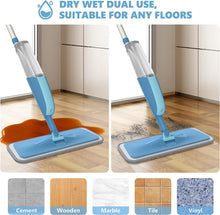 Spray Mop for Floor Cleaning Domi-patrol Microfiber Floor Mop Dry Wet Mop Spray with 3 Washable Mop Pads & 635ml Refillable Bottle Dust Cleaning