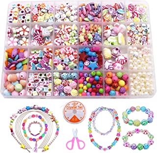 Children DIY Bead Set, 550pcs Pony Alphabet Pop Beads for Making Necklace Bracelet Ring, Art Craft & Jewellery Making Kit for Kids Girls Age 4 5 6 7 8, 24 Types (550pcs DIY Beads)