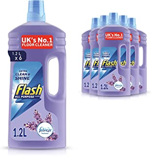 Flash All Purpose Multi Surface Cleaner, 7.2 Litres (1.2 L x 6), Floor Cleaner Liquid With Febreze Freshness, Lavender Scent
