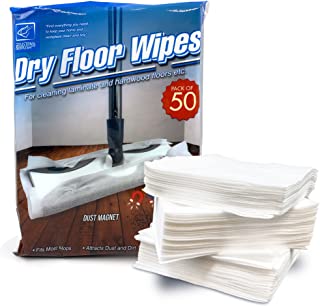 Pack of 50 Disposable Microfibre Electrostatic Floor Cloths for Flat Swivel Mop Multi Fitting Cleaning Wipes - 29cm x 21cm Fits Most Mops Like Swiffer Etc