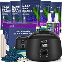 ANRUZ Waxing Kits Professional Full Kit, Digital Wax Pots for Waxing Professional with 5 Bags Wax Beads (100g Each) and 20 Applicator Sticks, 2 Treatment Oils-at Home Wax Warmers for Full Body Waxing