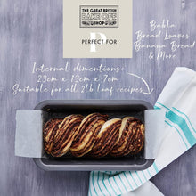 The Great British Bake Off 2lb Loaf Tin, Bread tin for Baking, 900g Capacity, for Banana, White & Seeded Loaves, Official GBBO Logo, Non Stick Coated Carbon Steel, Duck Egg Blue, 23cm x 13cm x 7cm