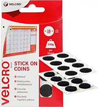 VELCRO Brand 16pk Black Stick On Coins, 16mm