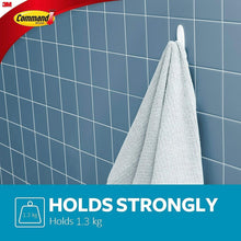 Command Bath Designer Hooks, White, Water Resistant - 2 Medium Hooks and 4 Adhesive strips - Hang Towels, Robes and other Bathroom Accessories - Ideal to avoid Drilling through Tiles