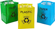 Premier Housewares Recycling Bags / Recycling Bin / Plastic Glass Paper Recycling Bags with Handles / Multicoloured - Set of 3