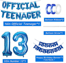 Elicola 13th Birthday Decorations Blue Official Teenager Balloons Banner OMG UR A Teenager with 20PCS Latex Balloons Star Hanging Photo Props Backdrop Boys Party Decoration