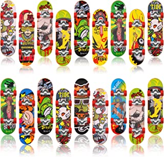 Suilung 18 Packs Finger Mini Skateboard Deck Truck Finger Board Finger Deck Skateboard Cool Skateboard Toys Finger Boards Skateboards Party Favors Bag Fillers Gift,Multiple Patterns,Random Color