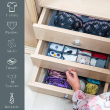 Craxter Underwear Drawer Organiser Divider  Set of 4 Fabric Drawer Dividers for Clothes, Foldable Wardrobe Draw Organizer for Baby clothes, Socks, Bras, Scarf, Ties, Belts and Knickers (Grey)