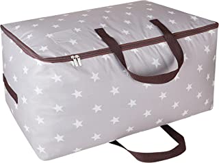 DOKEHOM 100L Large Underbed Clothes Storage Bag with Zip, Moisture proof(Grey Star)