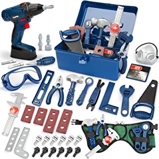 Vanplay Kids Tool Set 52Pcs Pretend Play Tools Kit with Electronic Toy Drill Kids Tool Belt Tool Box Toys for Boys Girls Ages 3 4 5 6 7 Years Old