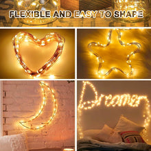 Roxemire Led String Lights, 100 LEDs 10m Decorative Fairy Battery Powered String Lights, Copper Wire Light for Bedroom,Wedding(33ft/10m Warm White)